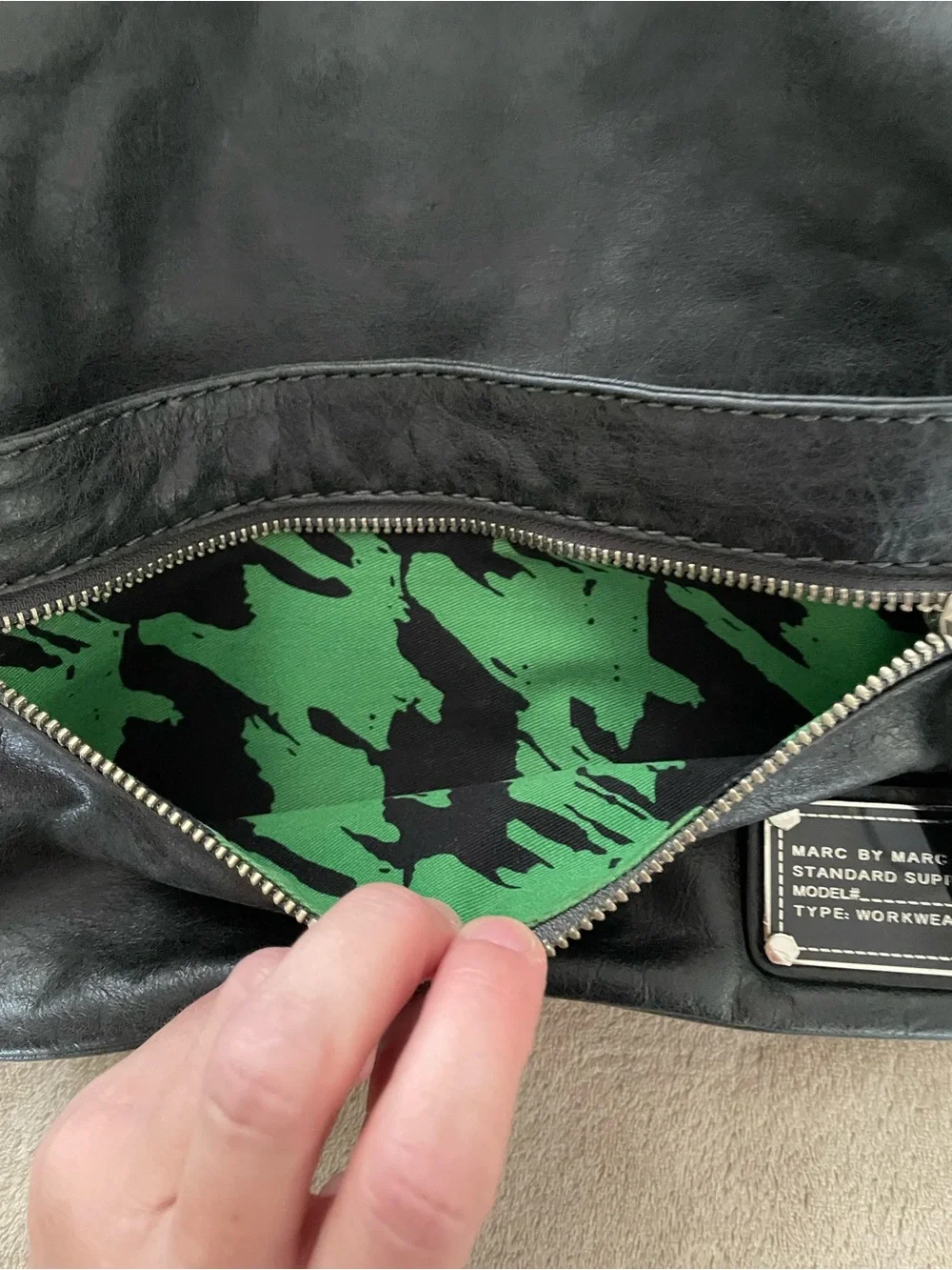Marc by Marc Jacobs Black Leather Workwear Fold Over Clutch